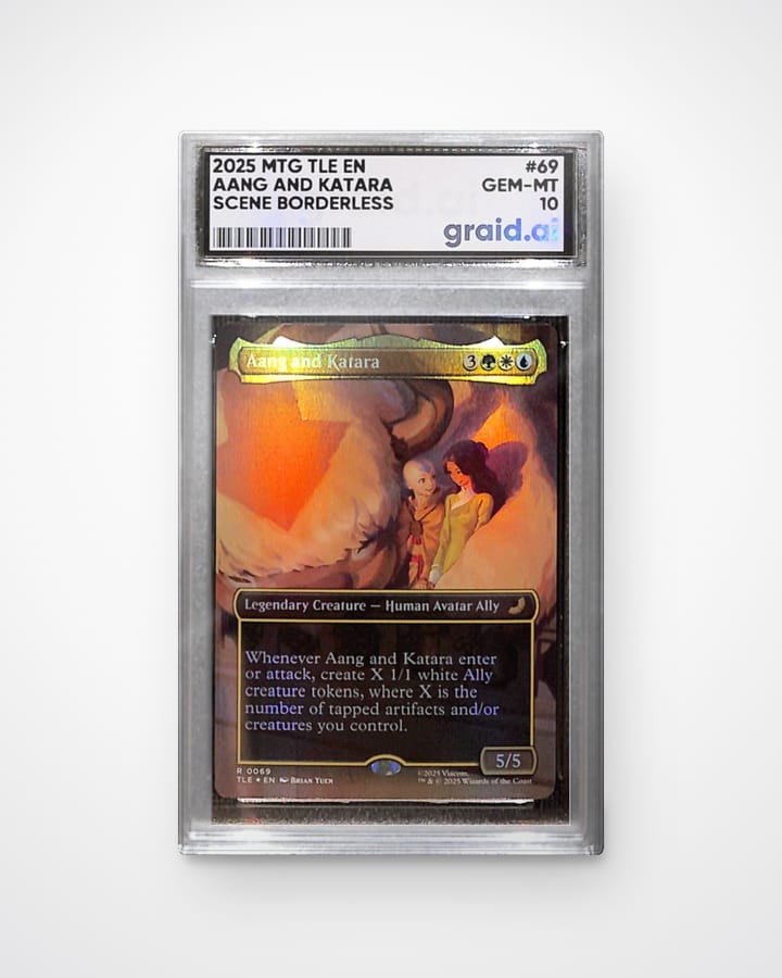 Aang and Katara, Magic: The Gathering, graded and slabbed by Graid Ai